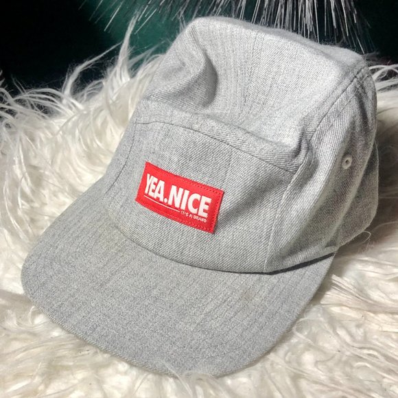 Men's Skate Hat - Yea.Nice Brand - 5 Panel Cap - Red Logo - Picture 2 of 4